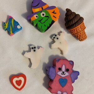Vintage Y2K Novelty Mini Rubber Eraser Lot Of 7 Kawaii Collectible 2000s